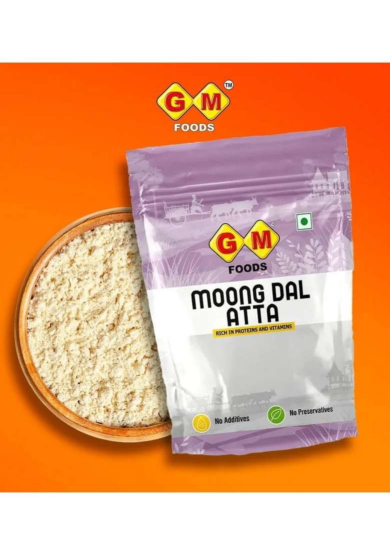 Gm Foods Moong Dal Atta 500G | Rich In Protein & Vitamins No Additives Or Preservatives Healthy For Roti, Chilla, Dosa, Baking Everyday Cooking Needs - Indya