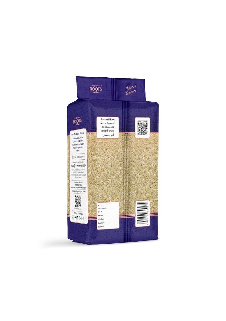 Wings Impex Roots Diamond Basmati Rice 1 Kg | Long Grain Aromatic Premium Export Quality Vacuum Packed Aged Pesticides Free Preservatives 100% Pure & Natural - Indya