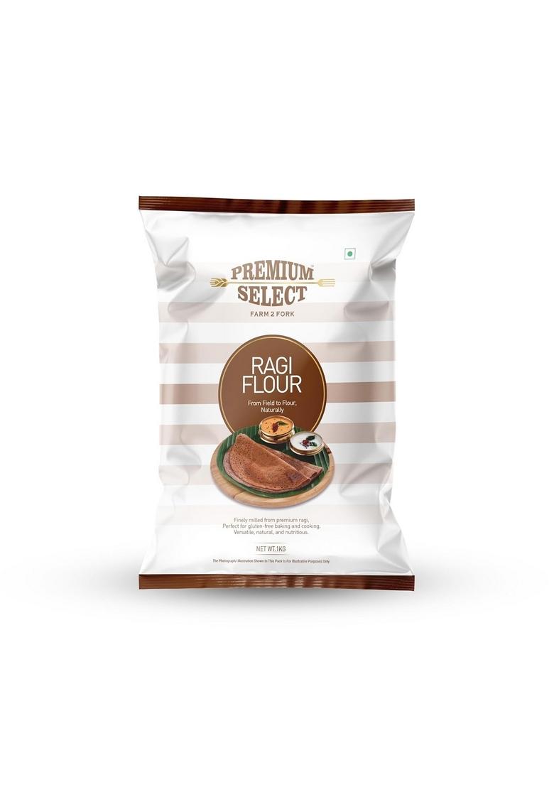 Premium Select Farm 2 Fork Ragi Flour, 1Kg | 100% Natural Finger Millet Atta Kelvaragu Flour Nachni Atta| Gluten-Free & Additive-Free High In Fiber, Calcium Iron Ideal For Dosas, Rotis Baking