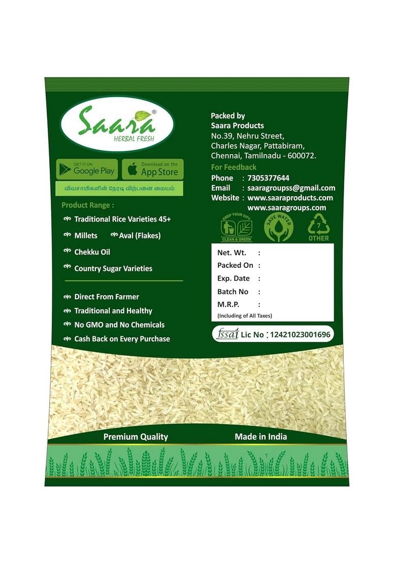 Saara Herbal Fresh Organic Thooyamalli Rice 450G | Jasmine Thuyamalli Unpolished Arisi Parboiled