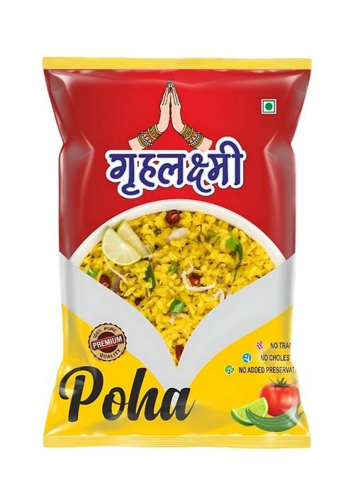 Grahlaxmi High In Fibre Poha Flattened Rice Flakes, 1 Kg (No Trans Fat) Cholesterol) Added Preservatives)