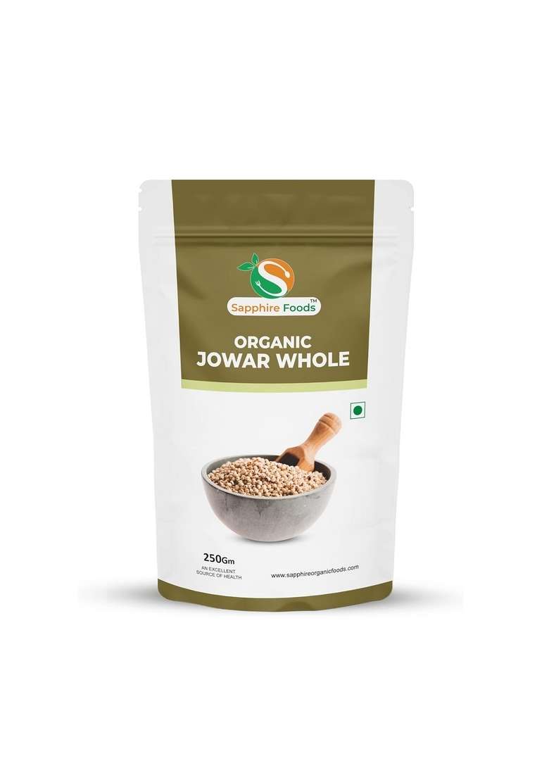 Sapphire Foods Organic Jowar, Whole Jowar -100% Wholegrain | Naturally Gluten Free Sorghum. (250 Gram), Grain Millets Wholegrains Millet Sorghum Healthy Grains. - Indya