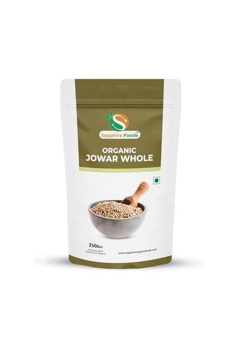 Sapphire Foods Organic Jowar, Whole Jowar -100% Wholegrain | Naturally Gluten Free Sorghum. (250 Gram), Grain Millets Wholegrains Millet Sorghum Healthy Grains.