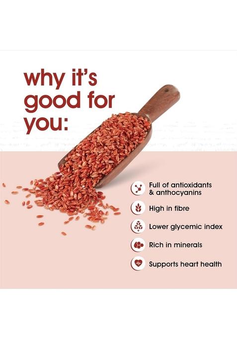 Rejaiv Organic Red Rice | High Fiber & Iron Naturally Processed Whole Grain 1 Kg Pack