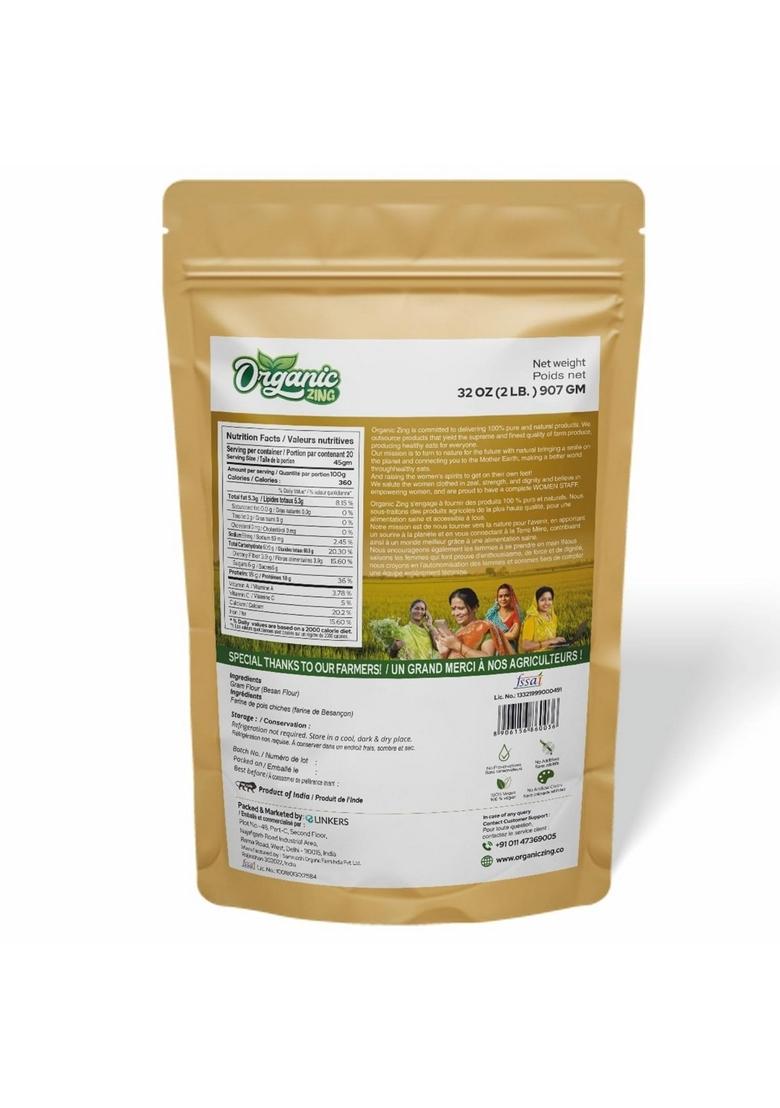 Organic Zing Besan Flour Also Known As Chickpea Flour, Bengal Gram Or Garbanzo Bean | Vegan Preservative Free Product Of India