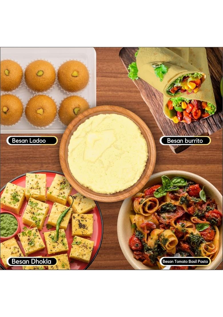 Organic Zing Besan Flour Also Known As Chickpea Flour, Bengal Gram Or Garbanzo Bean | Vegan Preservative Free Product Of India