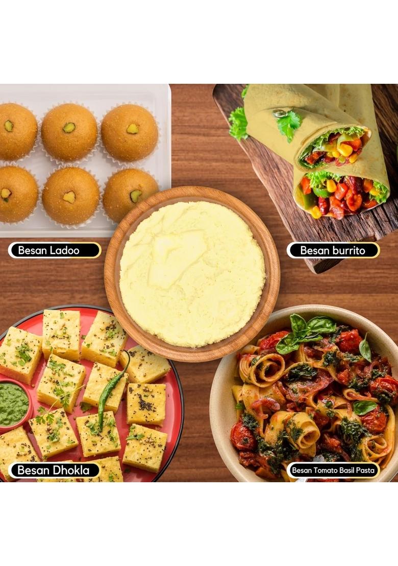 Organic Zing Besan Flour Also Known As Chickpea Flour, Bengal Gram Or Garbanzo Bean | Vegan Preservative Free Product Of India