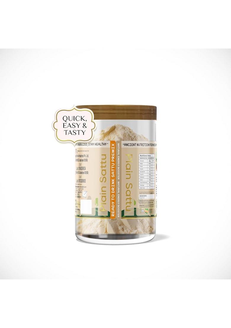 Tiryanc Plain Sattu Premix Powder | Ready-To-Drink Roasted Mix Flour Healthy Protein Sattoo Drink Quick Energy Booster No Chemicals Or Preservatives (500Gm)
