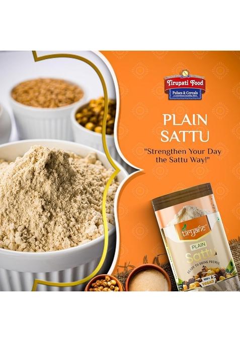 Tiryanc Plain Sattu Premix Powder | Ready-To-Drink Roasted Mix Flour Healthy Protein Sattoo Drink Quick Energy Booster No Chemicals Or Preservatives (500Gm)