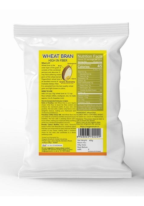 Organo Nutri Organonutri Wheat Bran, High In Fibre, Unbleached, Freshly Ground, Add To Atta