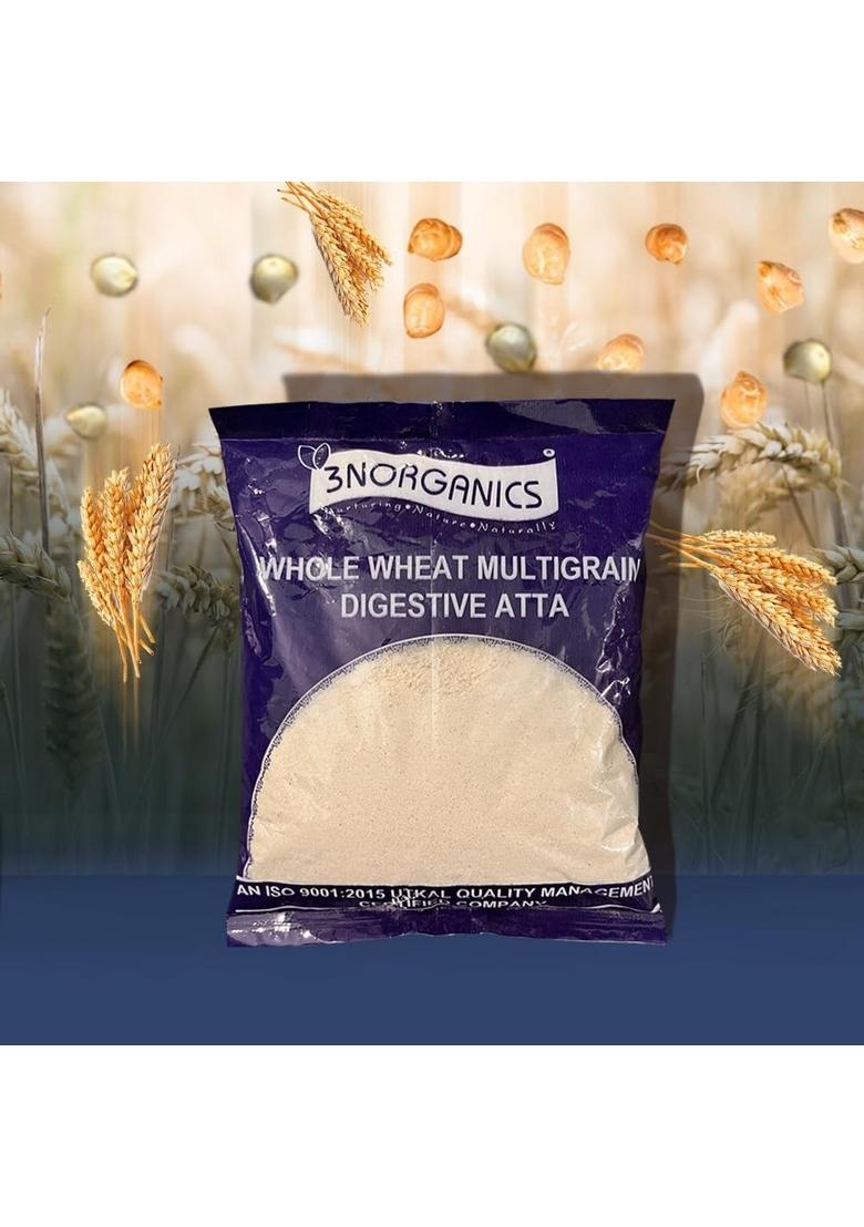 3N Organics Multigrain Atta Flours | Millet Mix With Ragi, Bajra, Oats, Jowar Gluten-Free| High Protein, Fiber (500 Gm (Pack Of 1))