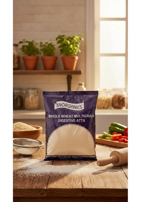 3N Organics Multigrain Atta Flours | Millet Mix With Ragi, Bajra, Oats, Jowar Gluten-Free| High Protein, Fiber (500 Gm (Pack Of 1))