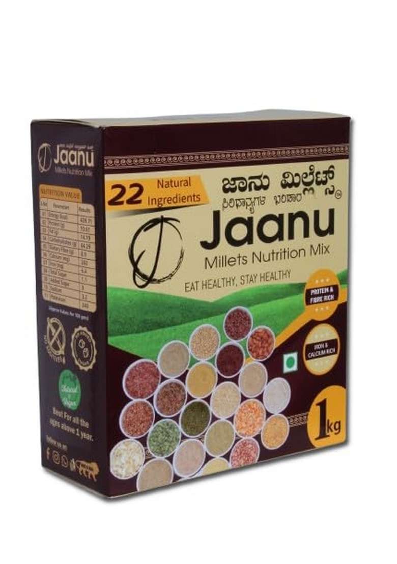 Jaanu Millets Nutrition Mix | Siri Dhanya Health Drink 100% Natural, No Added Sugar, Preservative-Free Protein & Calcium-Rich Energy Malt For Kids Adults (1Kg) - Indya