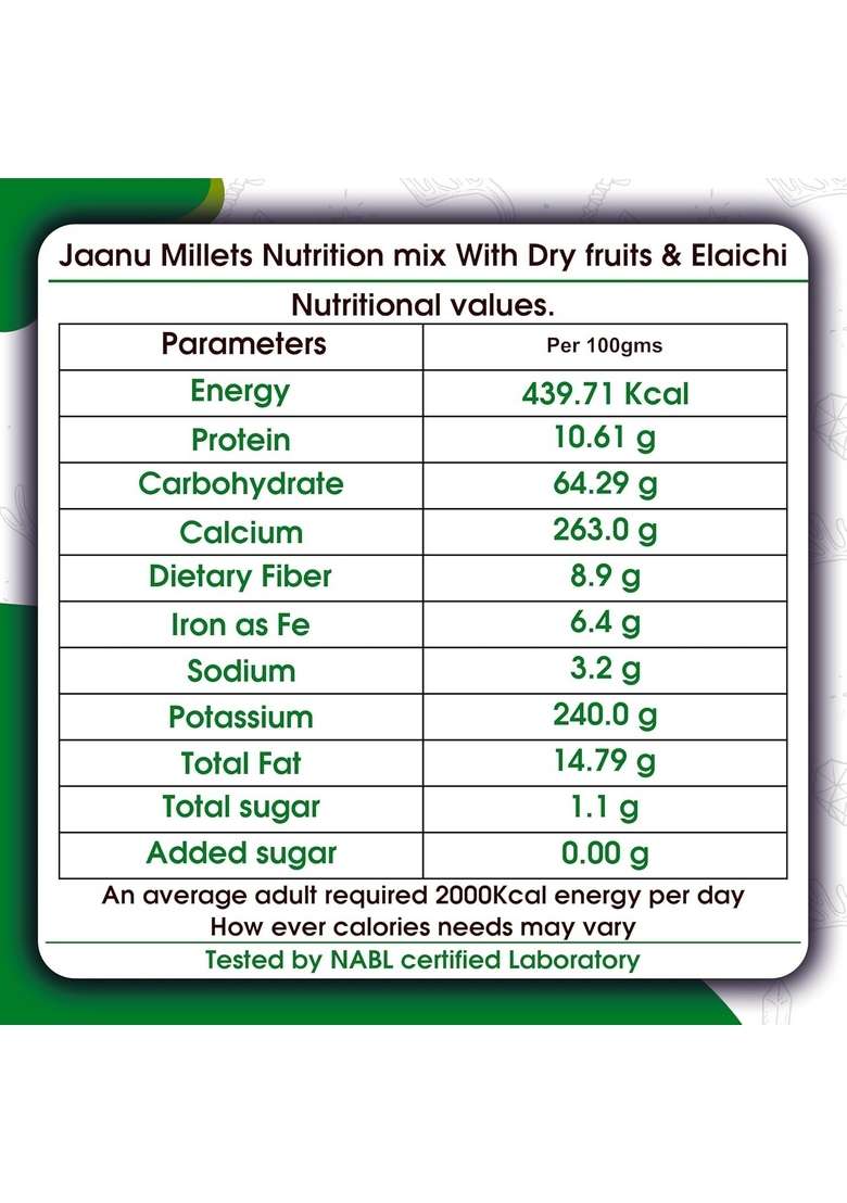 Jaanu Millets Nutrition Mix | Siri Dhanya Health Drink 100% Natural, No Added Sugar, Preservative-Free Protein & Calcium-Rich Energy Malt For Kids Adults (1Kg) - Indya