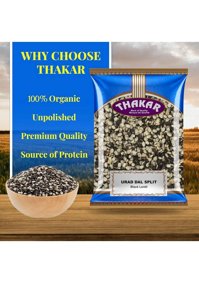 Thakar Unpolished Urad Dal Split1Kg | Premium Split Black Gram Without Skin 100% Natural & Protein-Rich Ideal For Dosa, Idli, Vada Indian Cooking Gluten-Free Pulse. - Indya