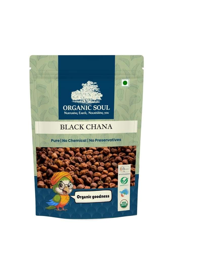 Organic Soul Black Chana Whole - 900 Gms | Kala Sabut Dal/Organic Certified/Npop Certified - Indya