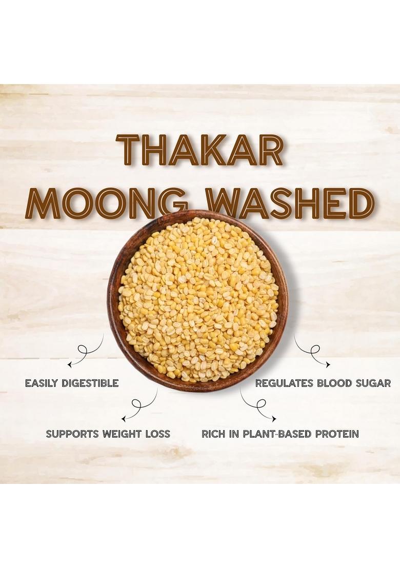 Thakar Unpolished Moong Dal Washed 500G | Protein Rich, Gluten Free Pulses Vegetarian For Halwa Use.