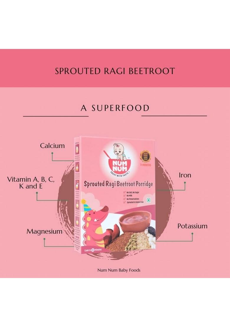 Num Cereals For Kids | Organic Weight Gain Combo Pack No Salt, Sugar Multi Grain Sprouted Healthy Ragi Wheat Millets Baby Food Cereal Milk Powder 4 Trial Packs , 50 Gms Each