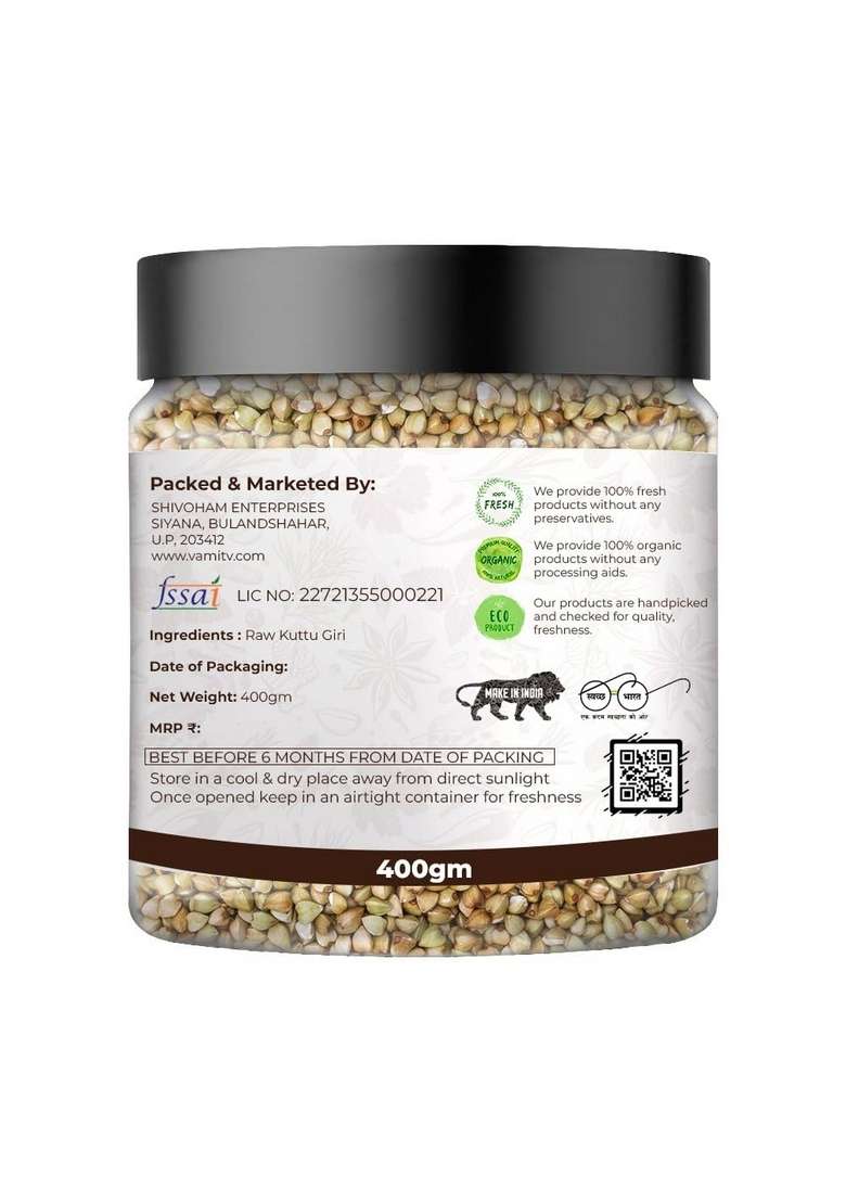 Vamitv Buckwheat Seeds (Kuttu Giri) | Hulled Gluten-Free Grain For Fasting, Flour & Cooking 100% Natural Pure 400G - Indya
