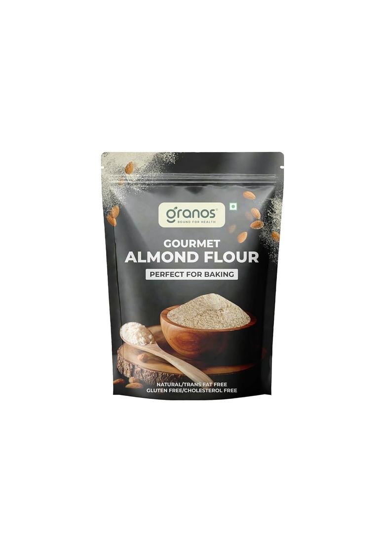 Granos Almond Flour 400G | Badam Atta Healthy Gluten Free 100 Natural & Vegan Blanched Almonds For Baking Breads, Cakes And Making Rotis Low Carbs Keto Diet Friendly
