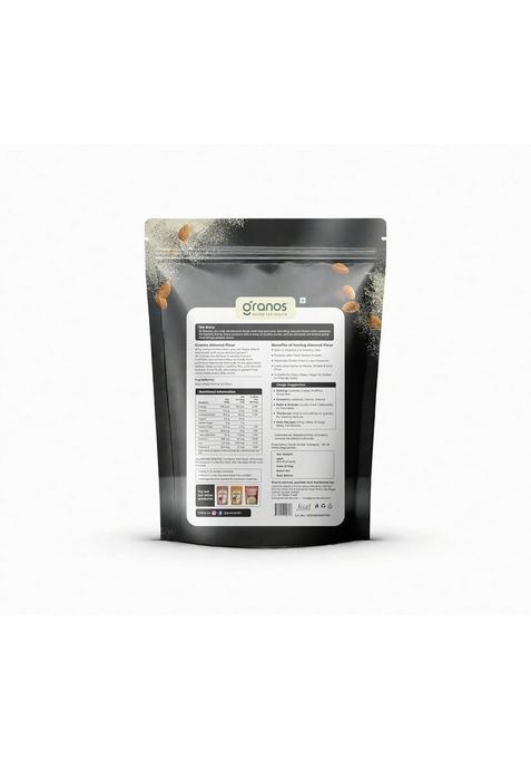 Granos Almond Flour 400G | Badam Atta Healthy Gluten Free 100 Natural & Vegan Blanched Almonds For Baking Breads, Cakes And Making Rotis Low Carbs Keto Diet Friendly