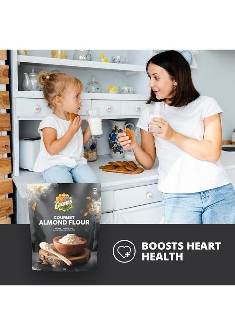 Granos Almond Flour 400G | Badam Atta Healthy Gluten Free 100 Natural & Vegan Blanched Almonds For Baking Breads, Cakes And Making Rotis Low Carbs Keto Diet Friendly