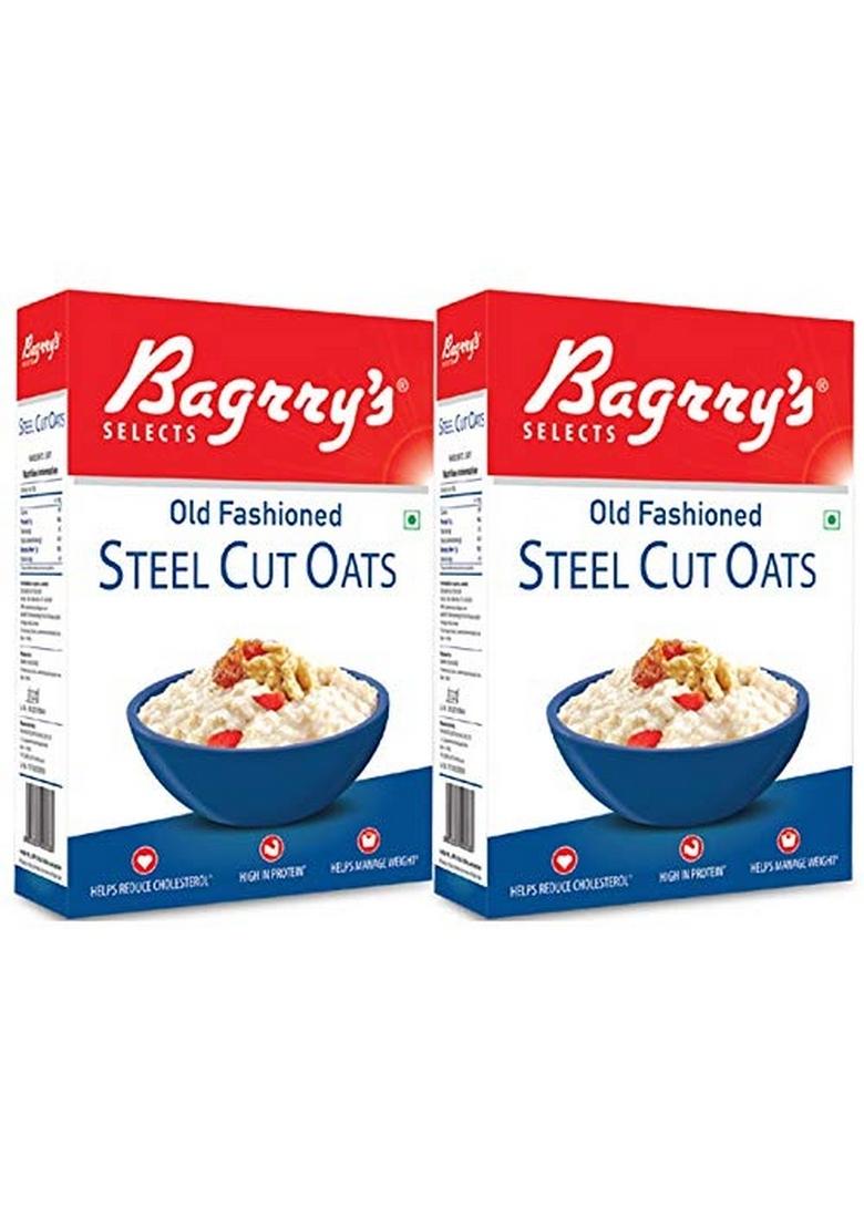 Bagrry'S Steel Cut Oats | High In Dietary Fibre & Protein |Helps Weight Management Reducing Cholesterol Old Faishoned Oats| Breakfast Cereal, 500G Box (Pack Of 2)