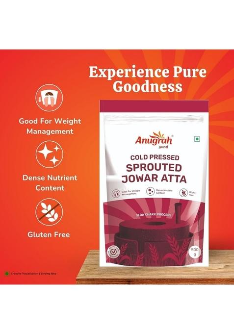 Anugrah Cold Pressed Jowar Atta, Ragi Multi Millet Atta 500G Each Gluten-Free, High-Fiber, Wholesome & Nutritious | Stone Ground, All-Natural