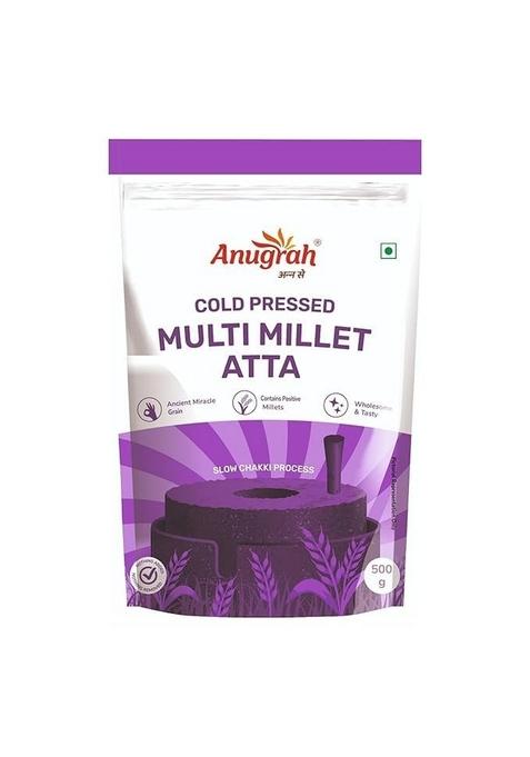 Anugrah Cold Pressed Jowar Atta, Ragi Multi Millet Atta 500G Each Gluten-Free, High-Fiber, Wholesome & Nutritious | Stone Ground, All-Natural