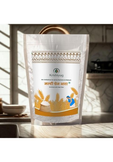 Krishiyug Multigrain Atta | Blend Of Whole Wheat, Makka, Jowar & Futa Chana High Fibre, Protein Rich, Chakki Fresh Ideal For Rotis, Parathas Healthy Meals 1Kg