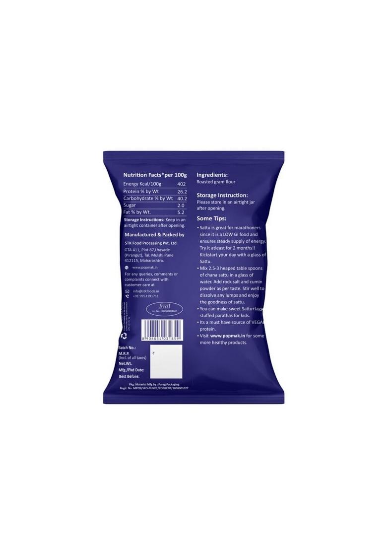 Popmak Chana Sattu Powder | Premium & 100% Natural Gluten Free Roasted L High Fiber Plant Protein Vegan 500G- (Pack Of 1)