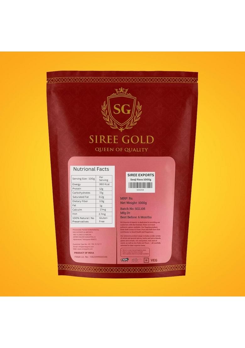 Siree Gold Sooji Rava, Upma Rawa, Suji/Semolina, Sajjige – Fresh & Pure Wheat Semolina | Durum Rava For Upma, Halwa Idli 100% (1Kg)