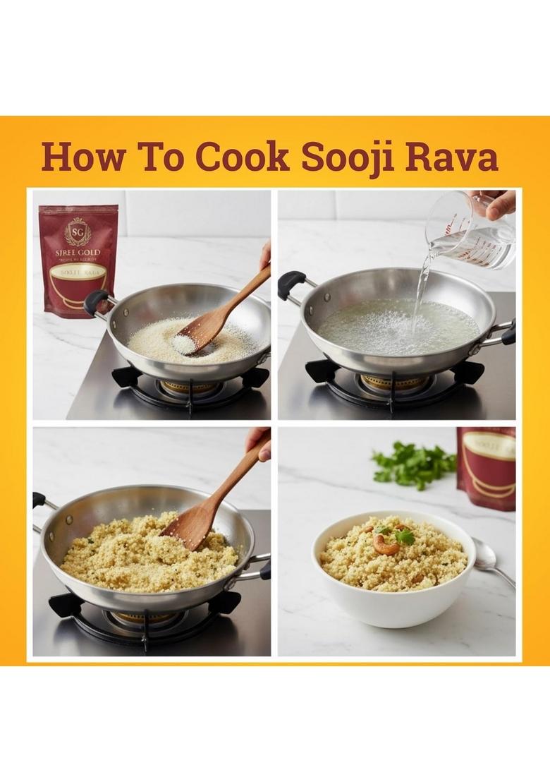 Siree Gold Sooji Rava, Upma Rawa, Suji/Semolina, Sajjige – Fresh & Pure Wheat Semolina | Durum Rava For Upma, Halwa Idli 100% (1Kg)