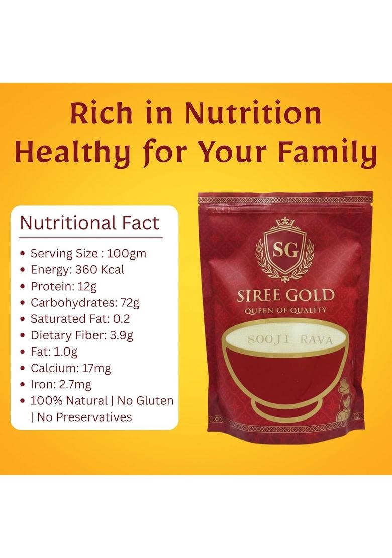 Siree Gold Sooji Rava, Upma Rawa, Suji/Semolina, Sajjige – Fresh & Pure Wheat Semolina | Durum Rava For Upma, Halwa Idli 100% (1Kg)