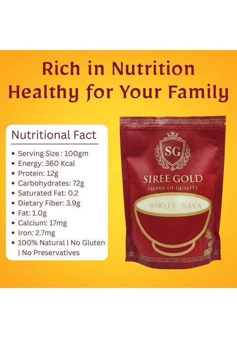 Siree Gold Sooji Rava, Upma Rawa, Suji/Semolina, Sajjige – Fresh & Pure Wheat Semolina | Durum Rava For Upma, Halwa Idli 100% (1Kg)