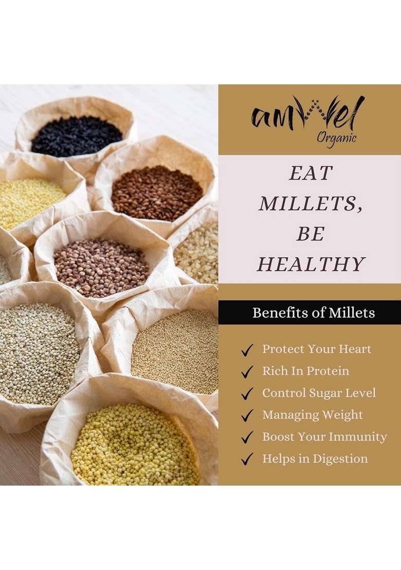 Amwel Organic Combo Little + Foxtail Barnyard Millet 400G X 3 | Kutki Shaan Kangni Thinai Samak Swang Positive Millets Raw Unpolished Grain Rice - Indya