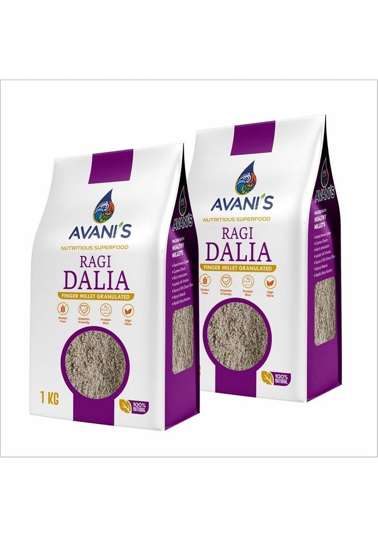 Avani'S Herbal Ragi Dalia 1 Kg Each (Pack Of 2). Gluten Free | Rich In Protein, Calcium & Dietary Fibre Helps Weight Loss
