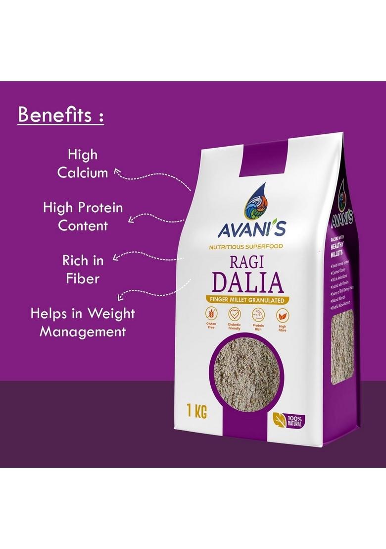 Avani'S Herbal Ragi Dalia 1 Kg Each (Pack Of 2). Gluten Free | Rich In Protein, Calcium & Dietary Fibre Helps Weight Loss