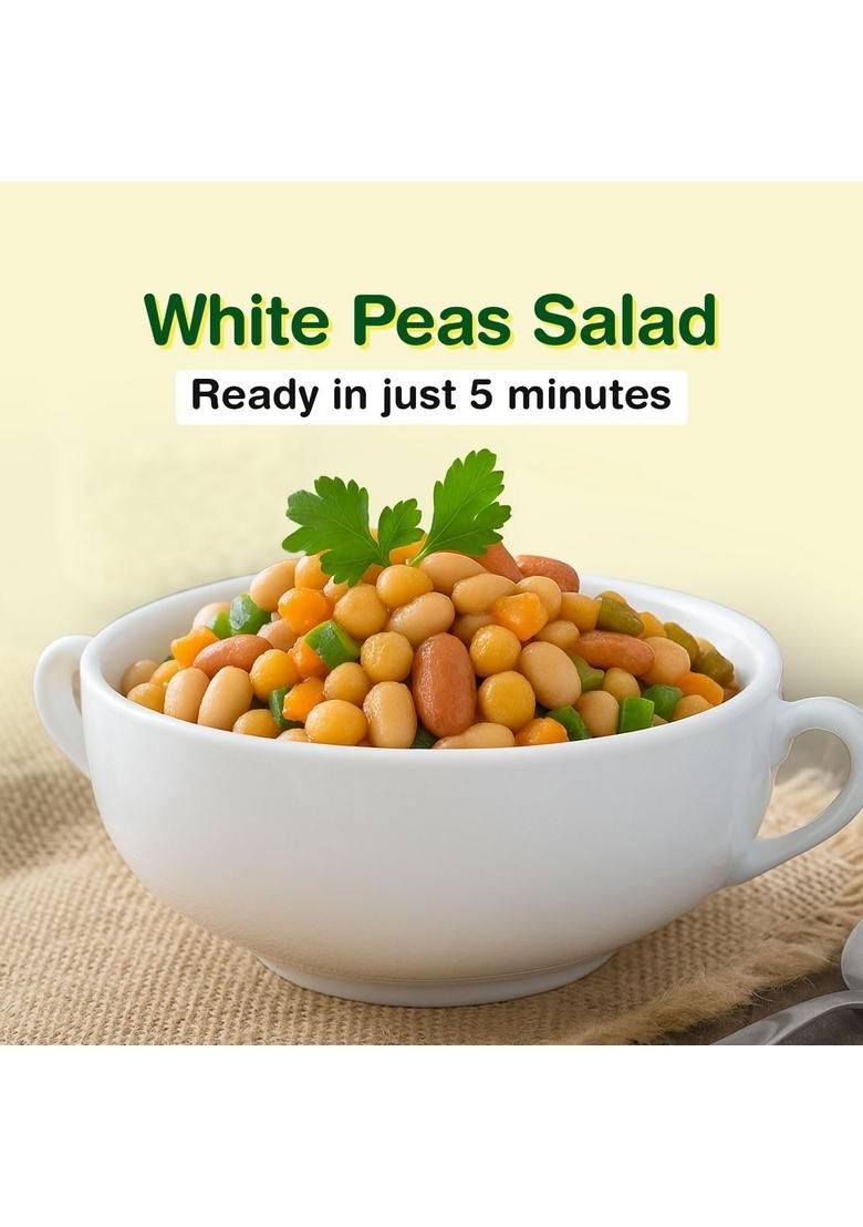 Freshcon Cooked White Pea | Pack Of 4 Ready-To-Eat High Protein & Fiber No Soaking Or Boiling Ideal For Ragda, Curries, Chaats Salads 100% Natural