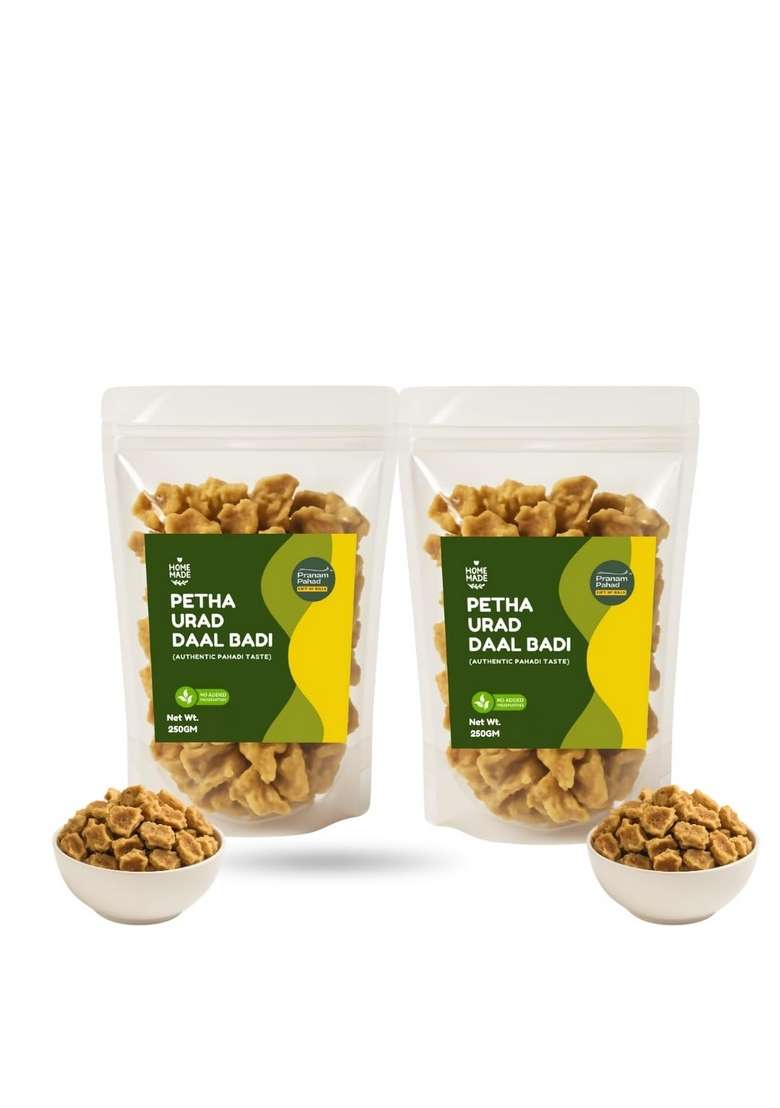 Pranam Pahad Panam Homemade Petha Urad Daal Badi – Traditional Pahadi From Uttarakhand Sun-Dried & Handcrafted | Chunks |100% Natural No Preservatives Artificial Colors Pure Ingredients, Taste 250 Gm (Pack Of 2) - Indya
