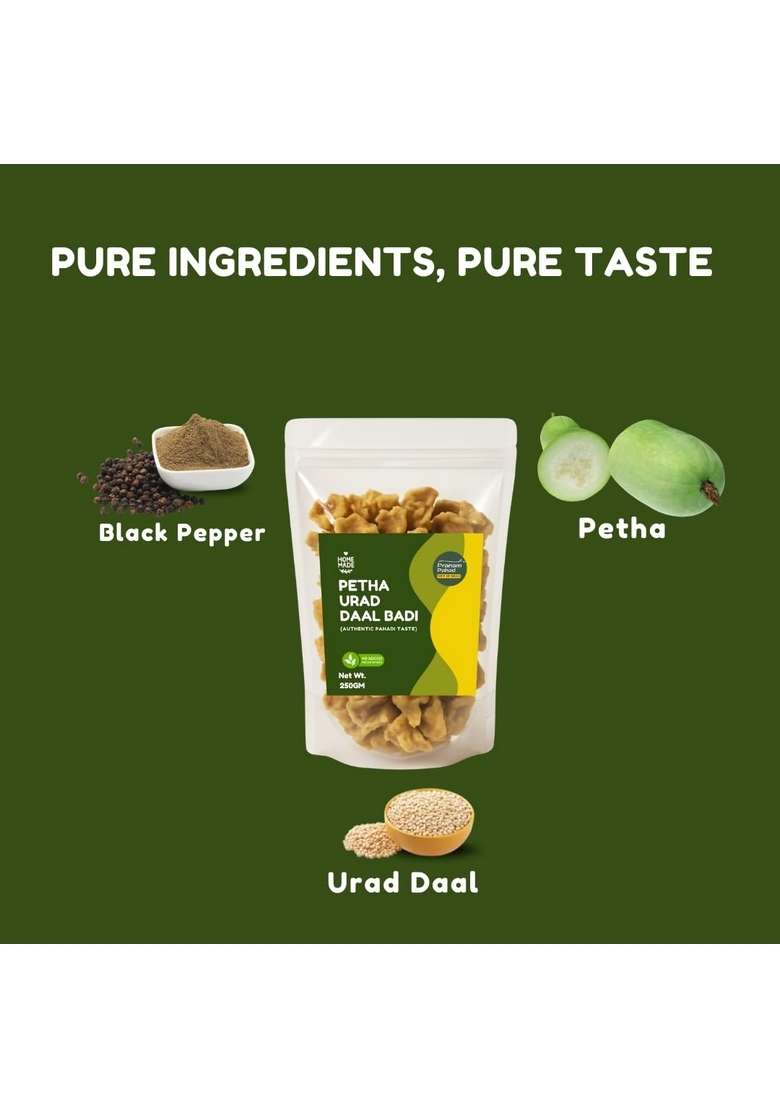 Pranam Pahad Panam Homemade Petha Urad Daal Badi – Traditional Pahadi From Uttarakhand Sun-Dried & Handcrafted | Chunks |100% Natural No Preservatives Artificial Colors Pure Ingredients, Taste 250 Gm (Pack Of 2) - Indya