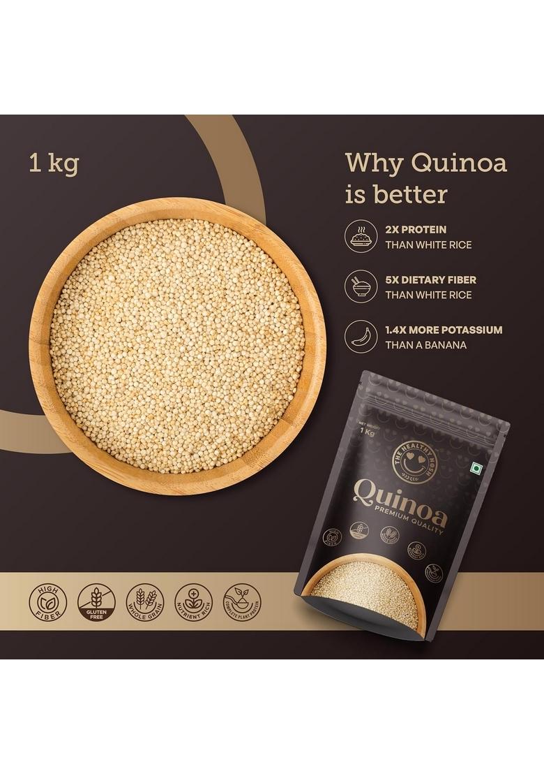 The Healthy Nosh Quinoa Seeds 1Kg | Gluten-Free High Protein & Fiber Ideal For Breakfast Cereal, Pilafs, Soups Salads Nutrient Rich Whole Grain Delicious Diet Food