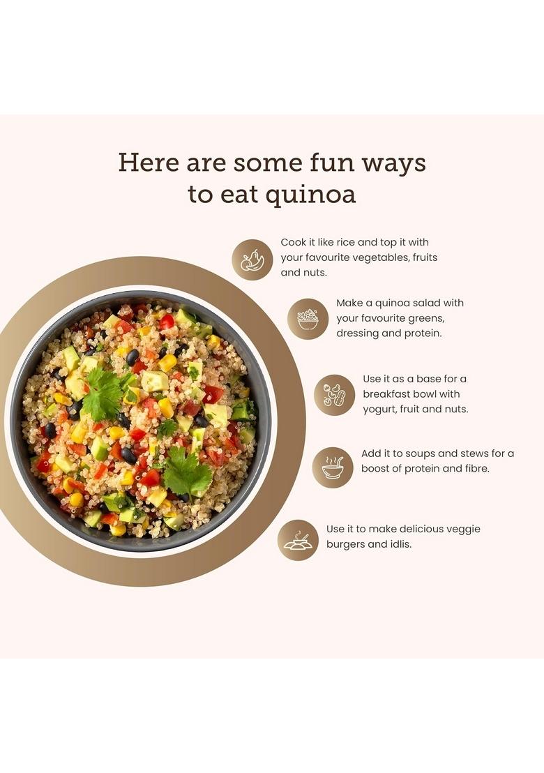 The Healthy Nosh Quinoa Seeds 1Kg | Gluten-Free High Protein & Fiber Ideal For Breakfast Cereal, Pilafs, Soups Salads Nutrient Rich Whole Grain Delicious Diet Food