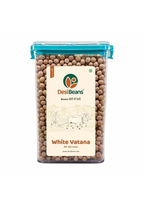 Desibeans Desi Beans White Vatana 1Kg | Premium Dried Peas Protein-Rich Unpolished Pulses Perfect For Ragda & Curries