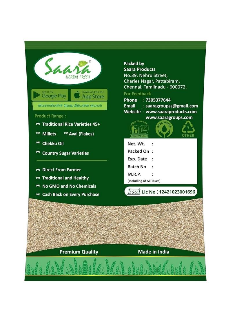 Saara Herbal Fresh Original Little Millet 1Kg | Unpolished Samai Rice Arisi Siruthaniyam Millets