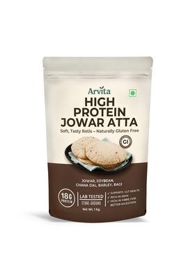 Arvita High Protein Jowar Atta | Gluten-Free Sorghum Flour 18G Per 100G Naturally Low Gi Fibre & Better Digestion Ideal For Total Family Nutrition No Isolates, 100% Natural Chakki-Grounded 1Kg Jowari Multigrain Pack