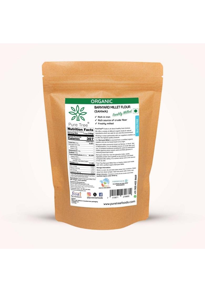 Pure Tree Certified Organic Barnyard Millet Flour | 850 G Bhagar For Fasting, Sanwa, Jhangora Unpolished Millets Gluten-Free Samak Rice Kuthiraivali Sama Whole Grains