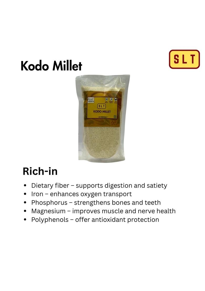 S L T Kodo Millet – 1Kg | Organic Whole Grain High Fiber & Gluten-Free Diabetic-Friendly For Weight Loss Low Gi Ancient Superfood From India