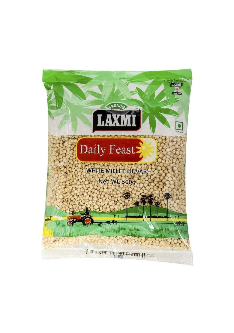 Laxmi Daily Feast White Jawar 500 Gm| Whole Grain Sorghum Millet | Juvar Dana - Indya