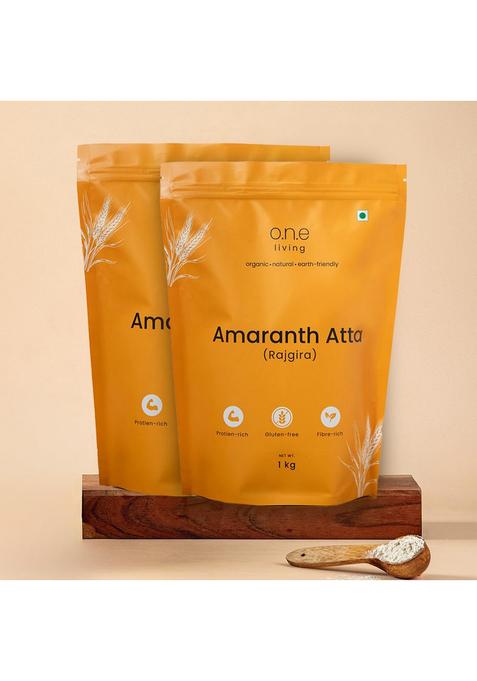 O.N.E Living One Amaranth Atta, Nutrient Rich Gluten-Free Rajgira High Fibre Flour, 1Kg (Pack Of 2)